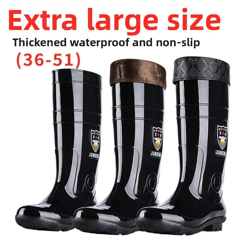 Bottes de pluie homme grande taille 51 semelle caoutchouc haute anti-dérapage protection travail mi-mollet
