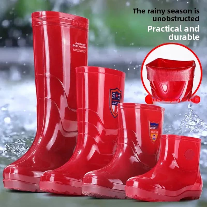 Bottes de pluie homme couleur thé séchage rapide sans doublure en PVC moulé d'une pièce