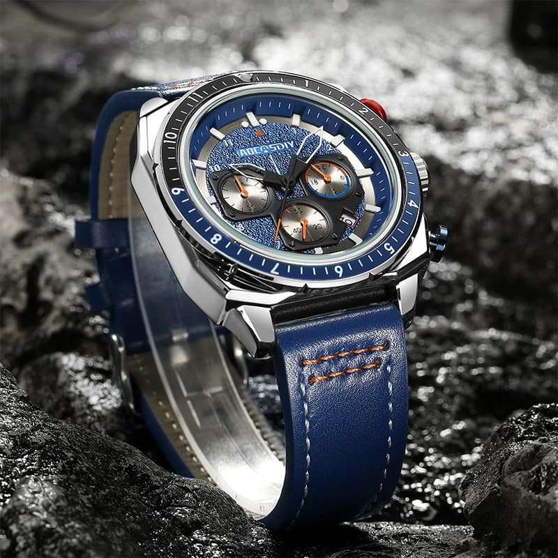 Nouvelle montre homme luxe chronographe sport étanche pêche quartz qualité supérieure bracelet acier reloj