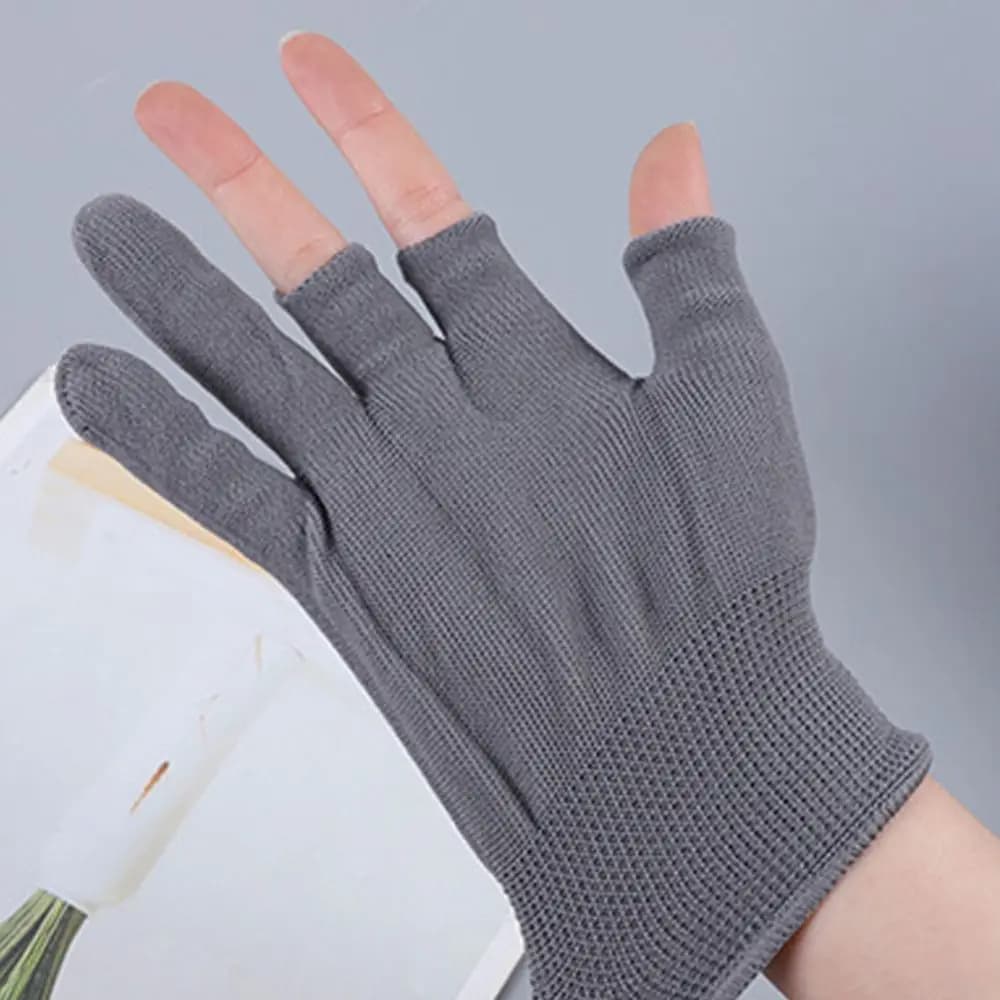 Gants nylon ultra-fins été deux trois doigts cueillette thé pêche travail fingerless protection légère