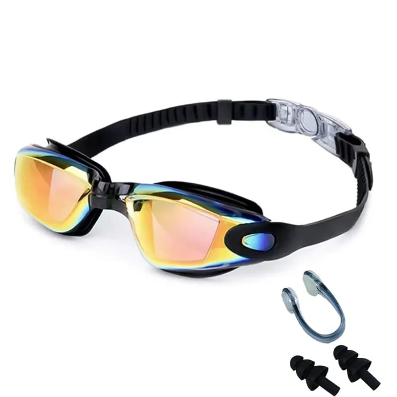 Lunettes de natation HD anti-buée étanches pour hommes et femmes avec set bouchons d'oreilles