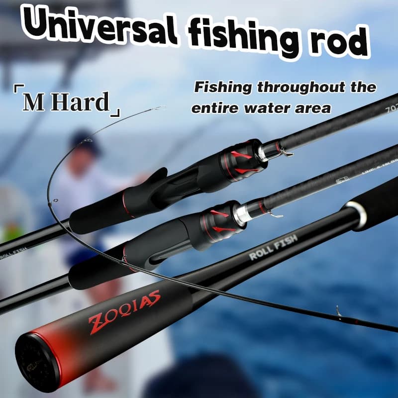 Canne à pêche ROLLFISH Power M Spinning en fibre de carbone 1.8-2.7M pour bar en eau douce et salée