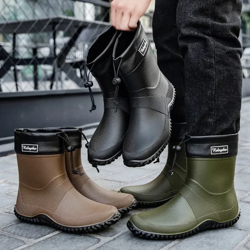 Bottes de pluie courtes homme et femme légères - Chaussures imperméables antidérapantes pour plage et travail