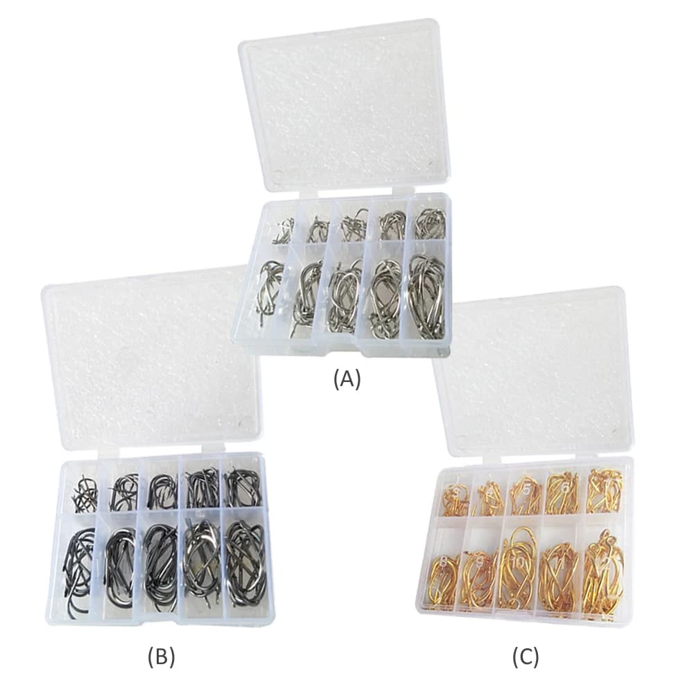 100 hameçons simples circle hook acier carbone pour pêche à la mouche et carpe