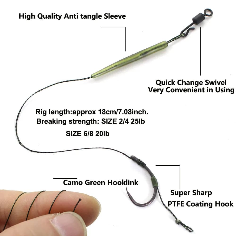 6 montages prêts à pêcher pour carpe - bas de ligne et terminal tackle accessoires pêche
