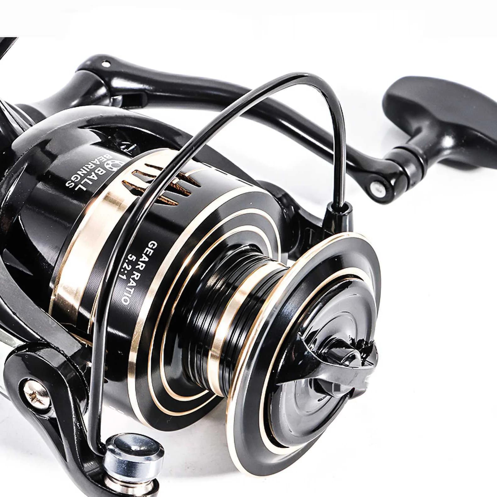 Moulinet spinning Rooblinos MG - Cadre métal frein haute vitesse pour pêche eau douce et mer fluide