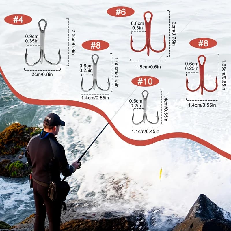 Hameçons triples haute résistance en acier carbone pour leurres de pêche en eau douce et mer
