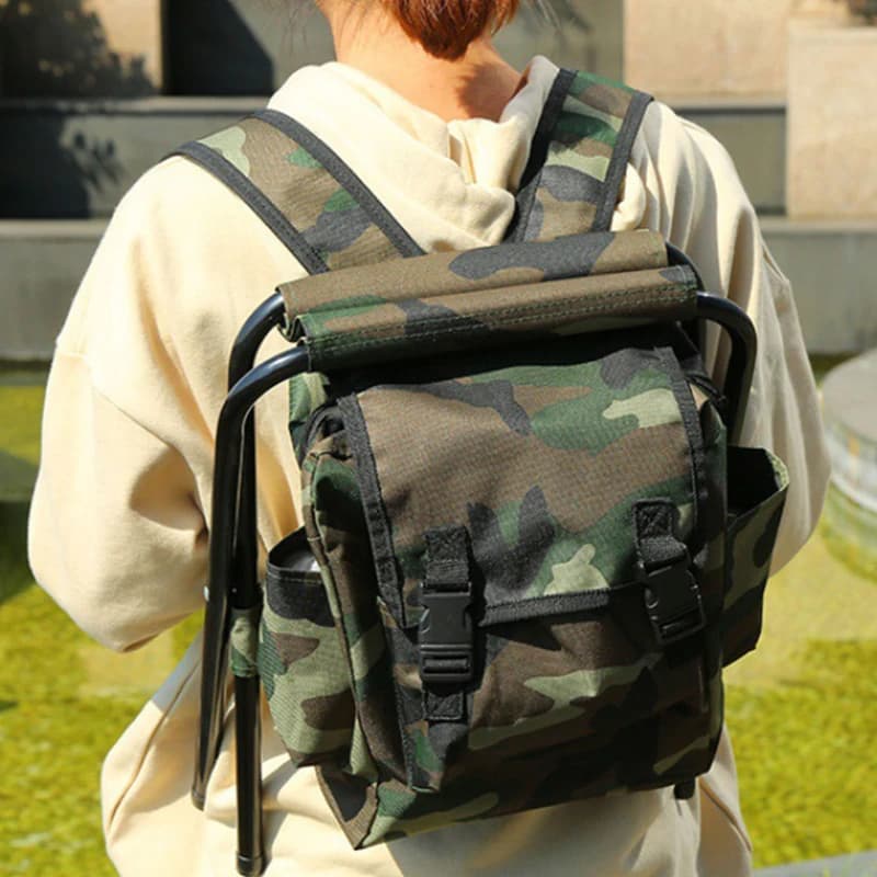 Chaise de pêche pliante robuste et confortable - Siège randonnée avec sac à dos portable économique