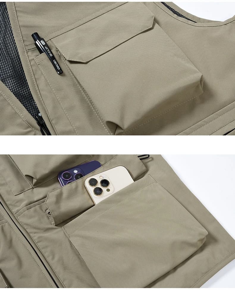 Veste légère homme à multiples poches, style décontracté et fonctionnel pour la pêche en extérieur
