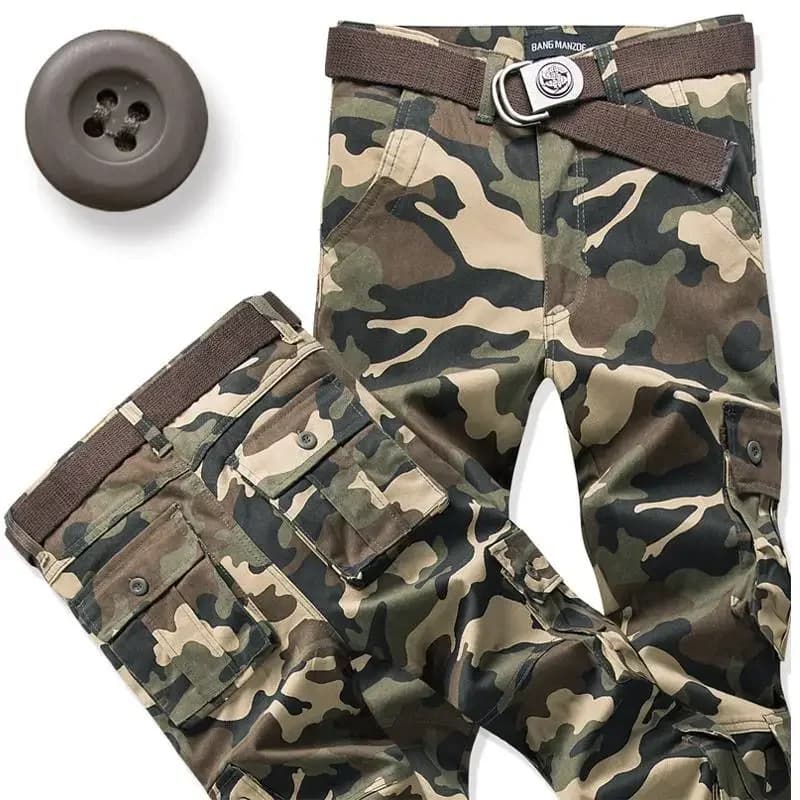 Pantalon cargo coupe droite ample multi-poches décontracté printemps automne pour hommes