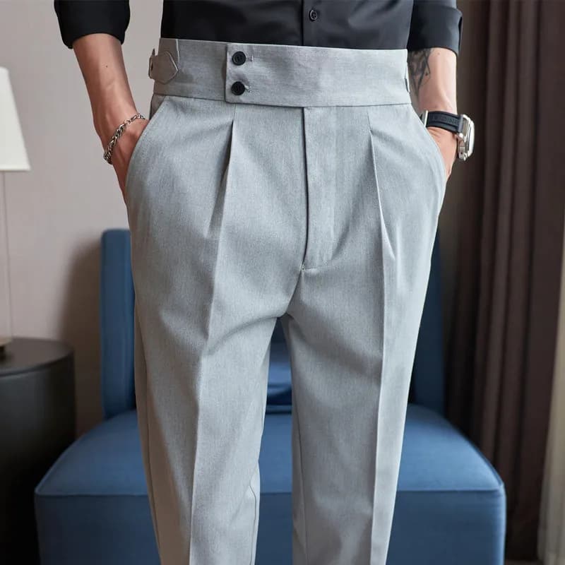 Pantalon bureau homme slim fit pêche élégant vintage poches formelles business haut de gamme