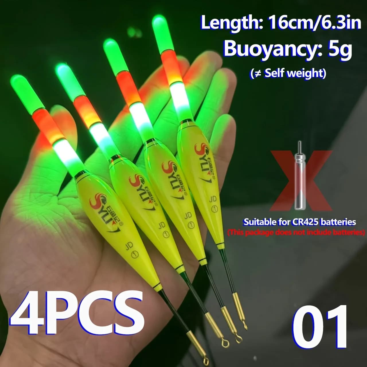 Set 4 flotteurs lumineux pêche carpe européenne nuit visibilité accrue