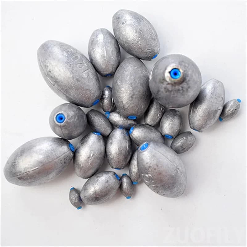 10 plombs olive creux avec bouchon plastique pour pêche au leurre - Poids 10 à 60g