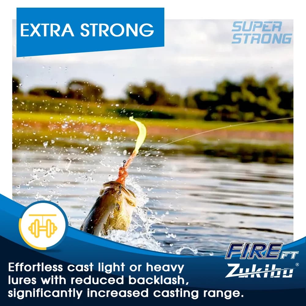Ligne de pêche microfusée ZUKIBO FIRE FT monofilament haute résistance pour pêche fine et glace