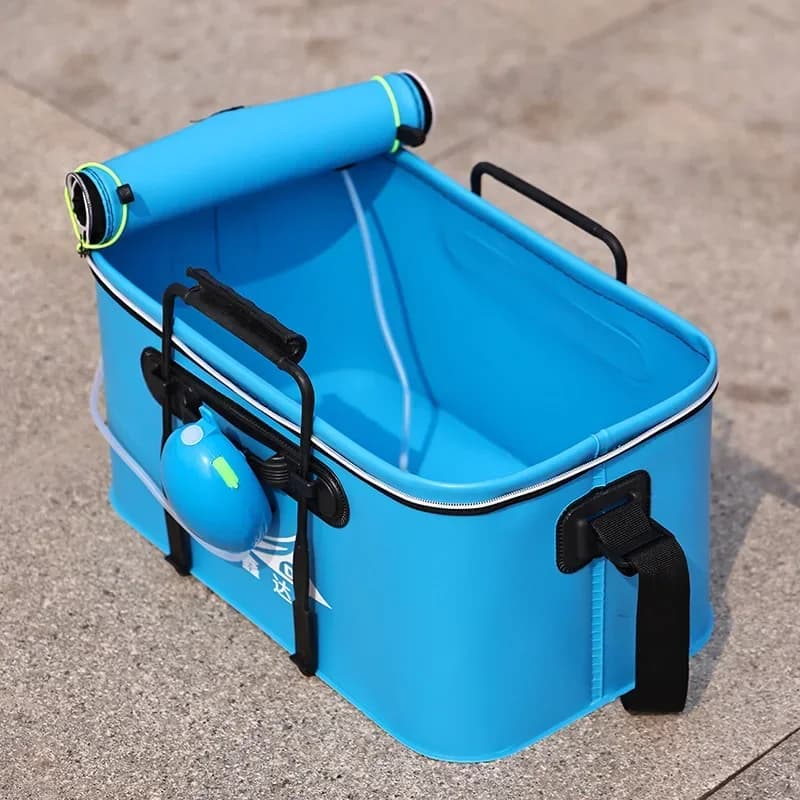 Bac à poissons vivants pliable sans pompe à oxygène - Réservoir EVA portable pour pêche en extérieur