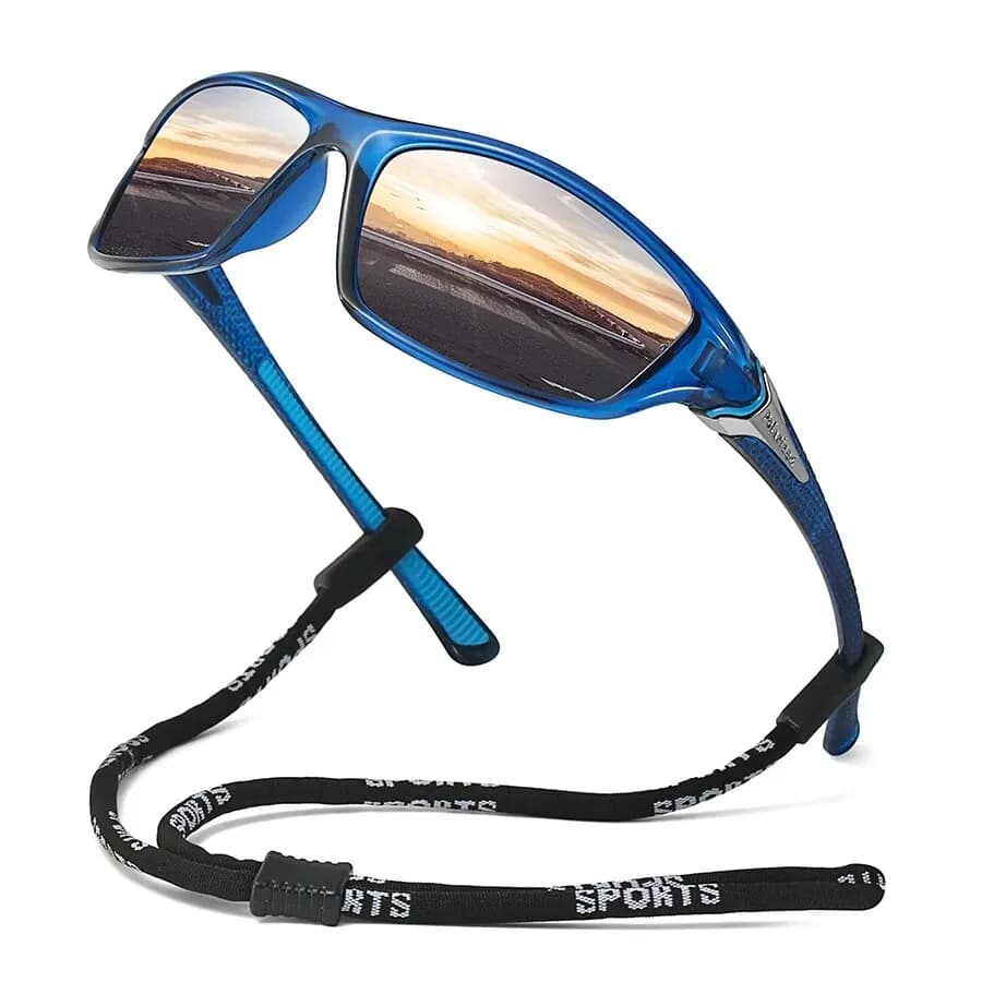 Lunettes de sport polarisées avec chaîne pour cyclisme et pêche - Protection UV400 unisexe outdoor