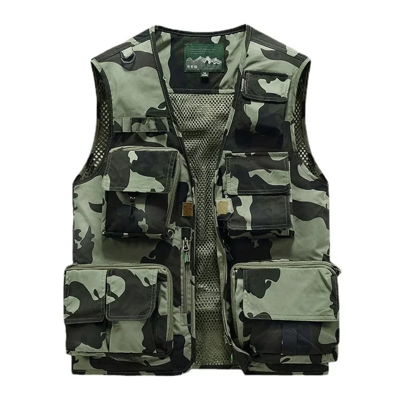 Veste de pêche respirante homme 6XL avec multiples poches pour équipement et photographie