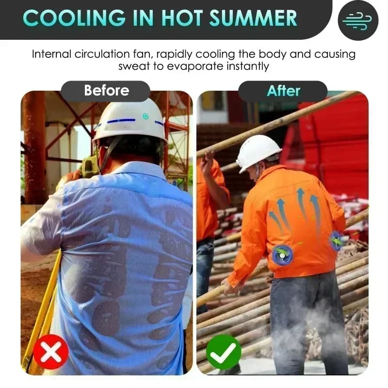 Veste rafraîchissante ventilée 5V pour pêche - 3 vitesses ajustables - Vêtement climatisé été travail
