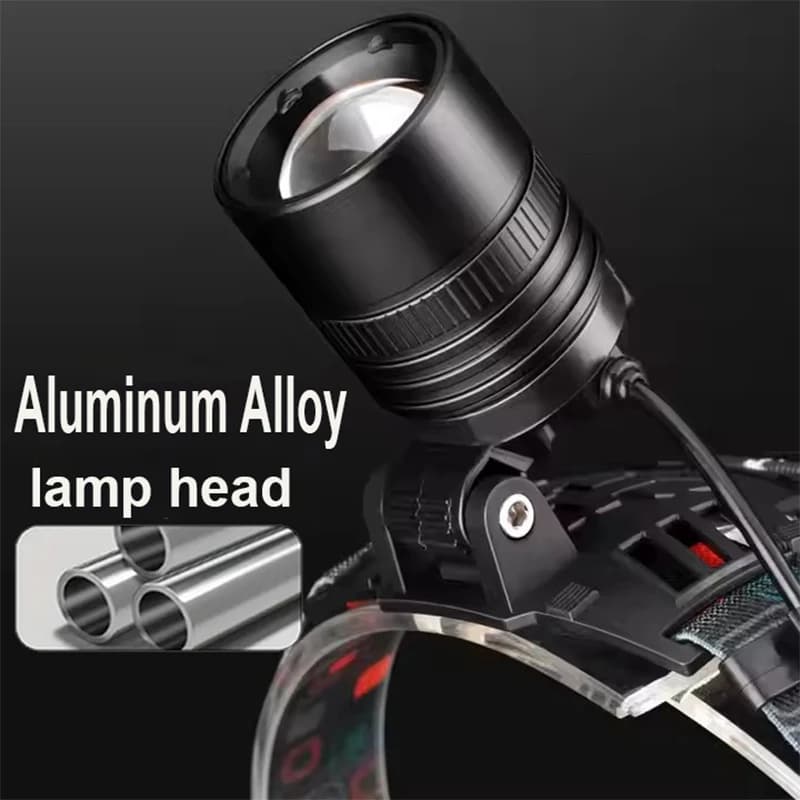 Lampe frontale en alliage d'aluminium puissante LED : 3 modes, étanche, pour pêche et activités outdoor