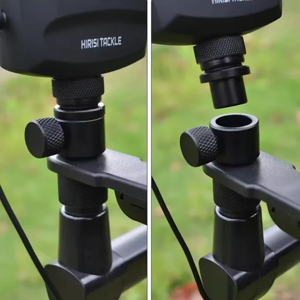 Connecteur rapide aluminium Hirisi M3/8 avec adaptateur dégagement rapide pour alarmes de pêche carpe AQ208