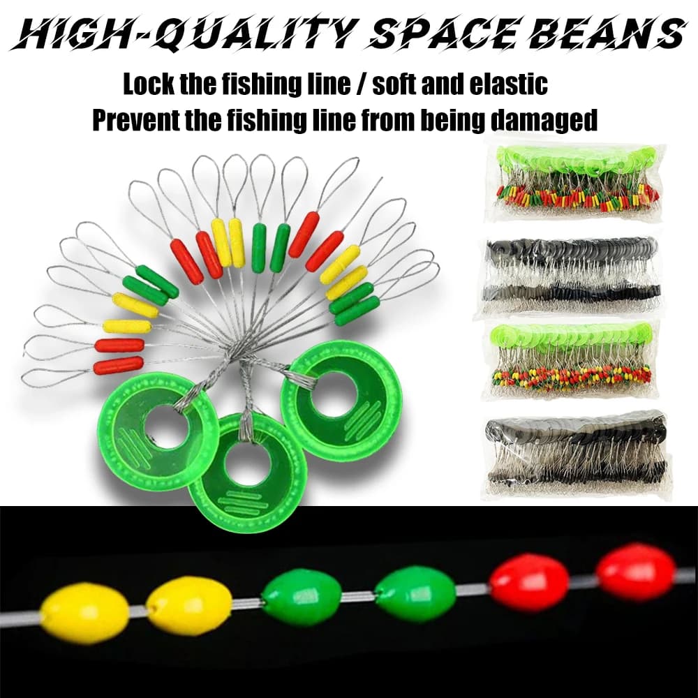 600 perles de pêche espaceurs pour flotteurs, 100 groupes de stop floats accessoires carpe et pêche au coup