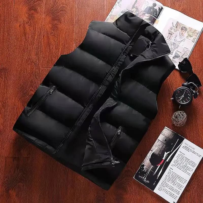 Veste sans manches imperméable pour homme - Veste polaire chaude à col montant pour l'automne et l'hiver