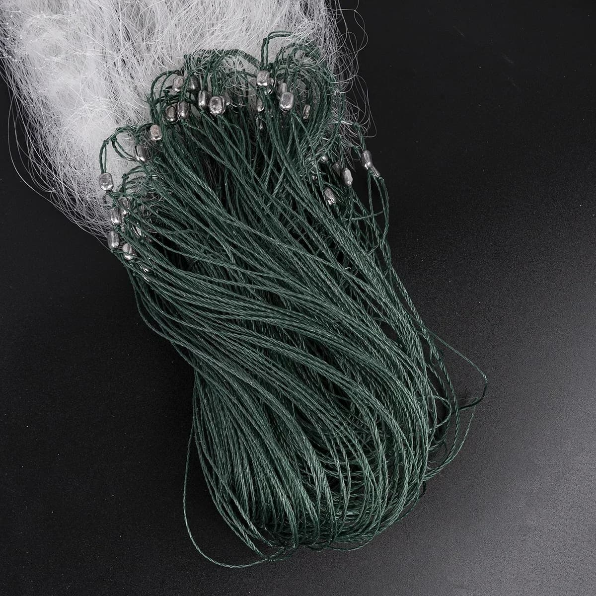 Filet de pêche 3 couches nylon 50 mètres pour lancer à la main avec flotteurs et plombs