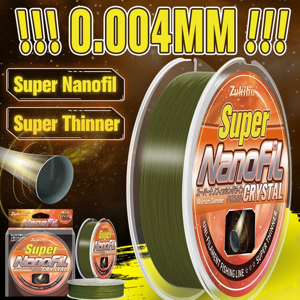 Nanofilament Crystal ZUKIBO Ligne de pêche verte résistante à l'abrasion pour moulinet spinning
