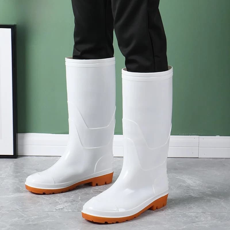Bottes de pluie camouflage unisexe hautes - Bottes de cuisine jaunes anti-dérapantes traditionnelles