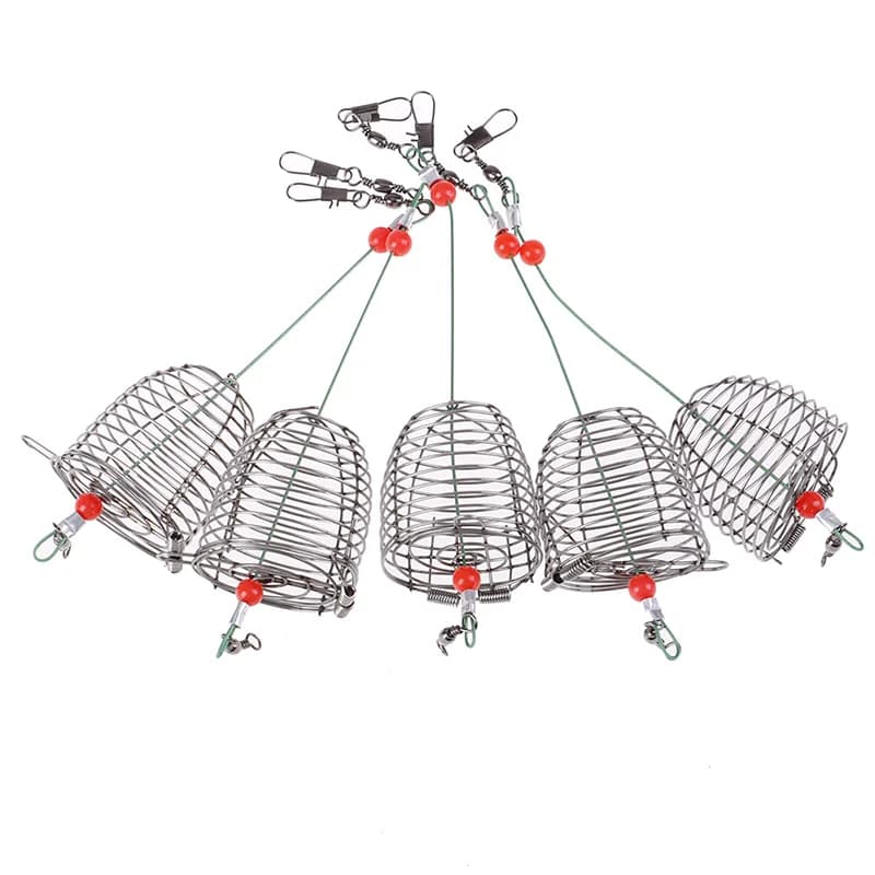 Cage à appâts en acier inoxydable 5 pièces pour amorçage et distribution précise des appâts en pêche