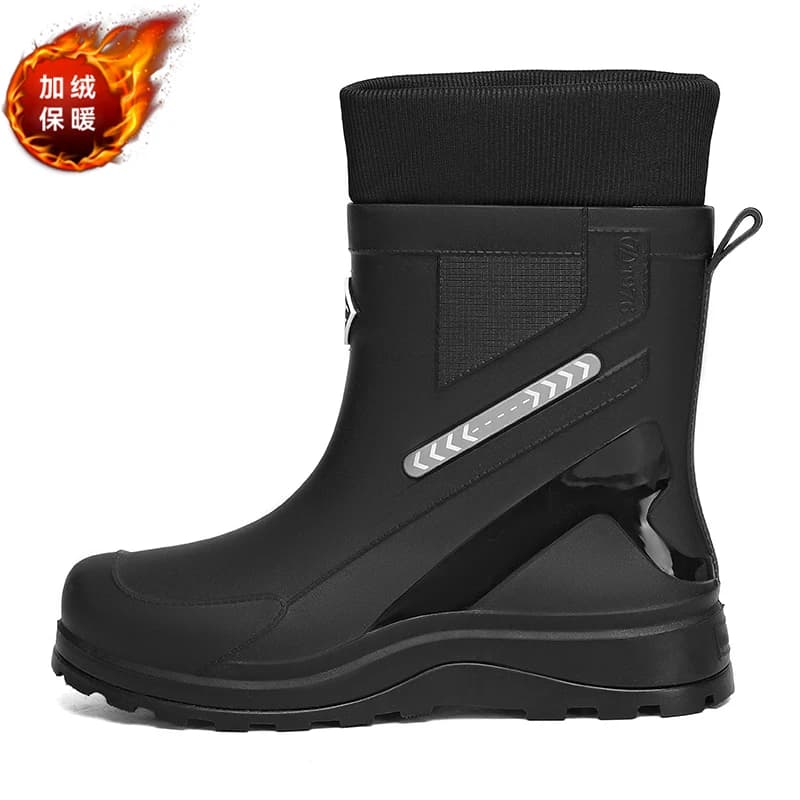 Bottes pluie homme mi-mollet polaire chaude automne hiver pêche neige imperméables