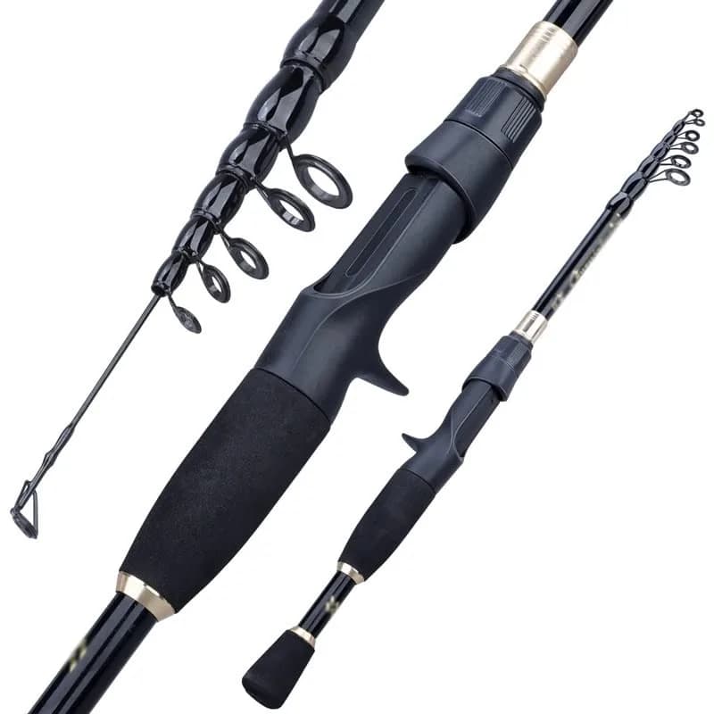 Canne à pêche télescopique ultralégère spinning casting 1.6-2.4m fibre carbone accessoires pêche leurres