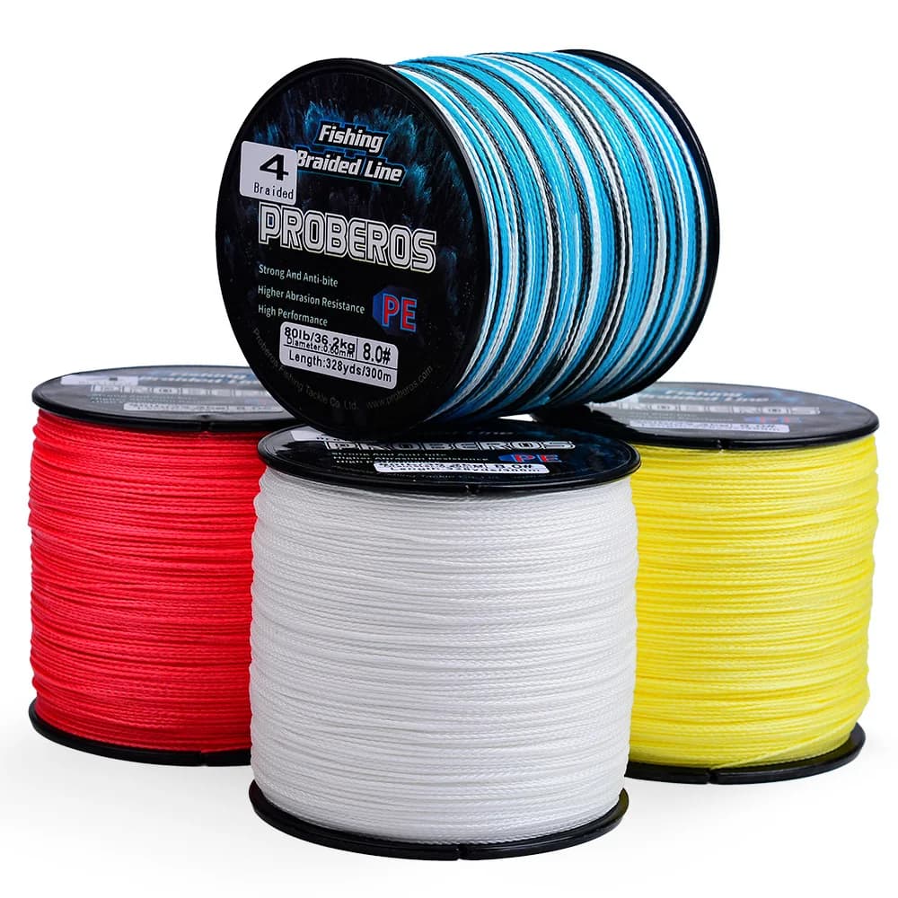 Ligne de pêche tresse Proberos 300 mètres haute résistance 6-80LB pour lancer longue distance