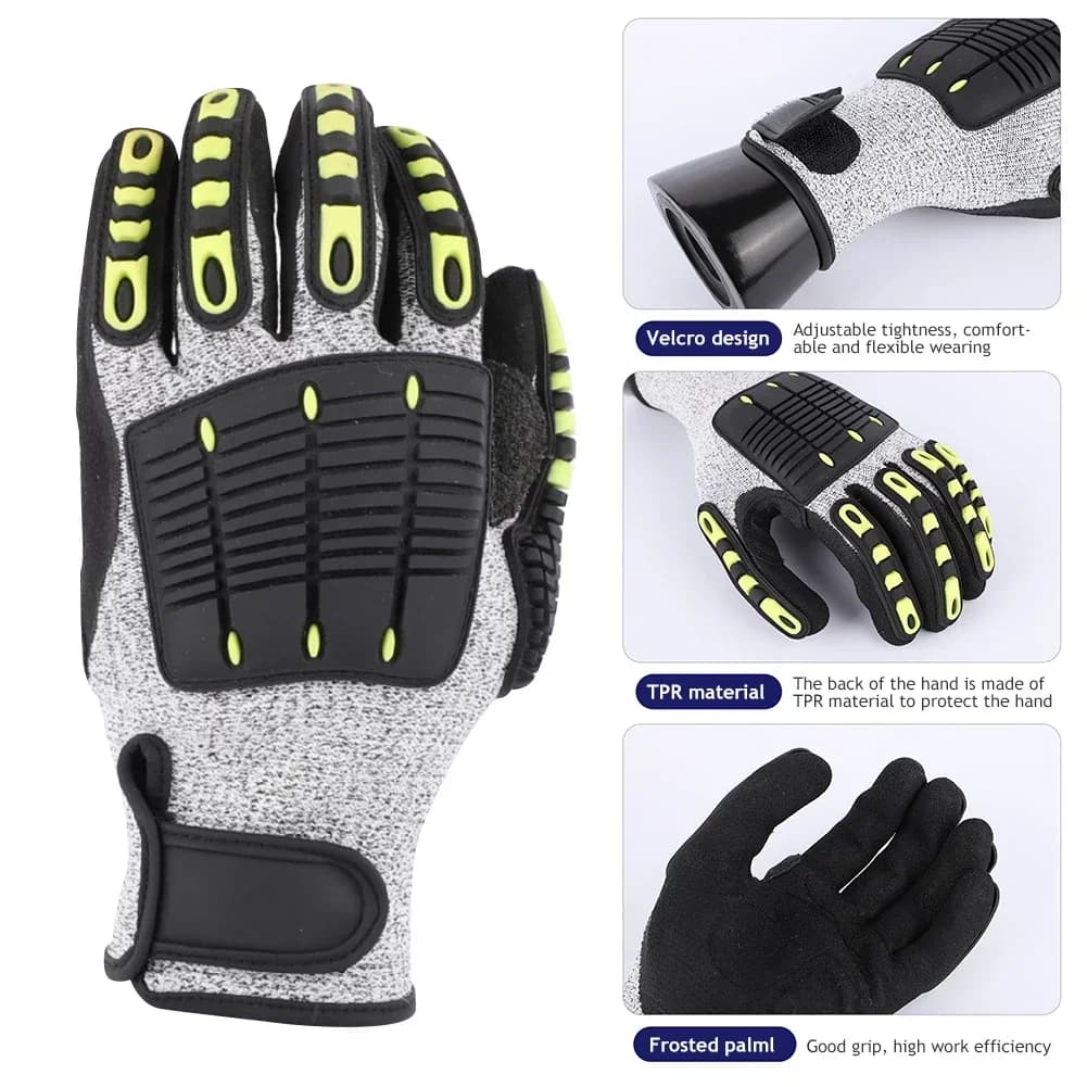 Gants de sécurité TPR anti-coupure - Protection vibration choc cyclisme secours outdoor