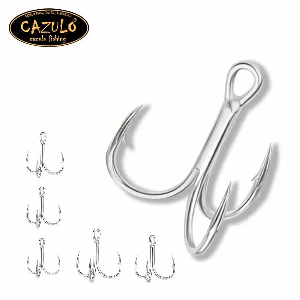 10 hameçons triples Cazulo acier inoxydable renforcé - Pour pêche en eau douce et mer