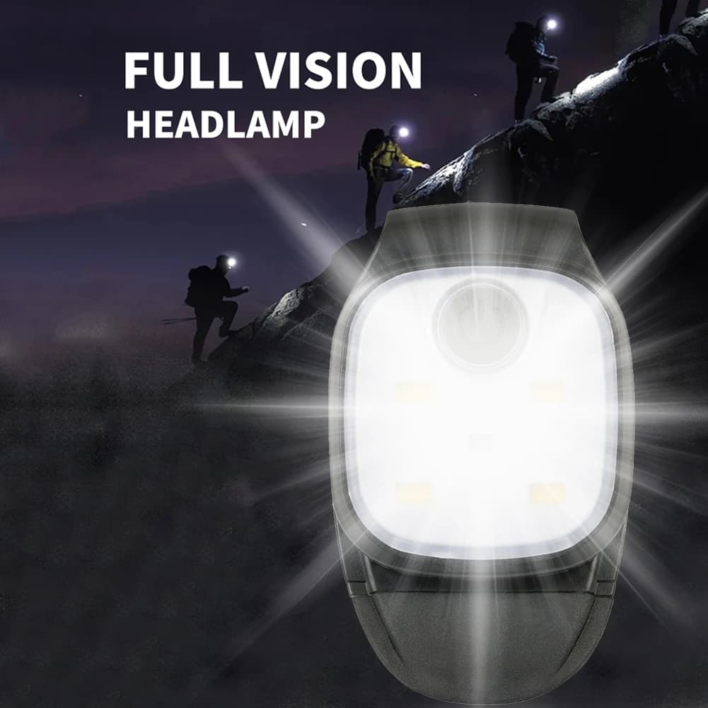 Lampe clip LED 4 modes rechargeable USB pour jogging marche nocturne pêche randonnée sécurité