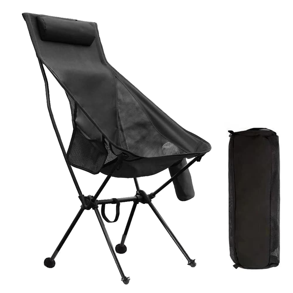 Chaise lune extérieure avec siège allongé et coussin - Pêche, BBQ, pique-nique pliante portable confort