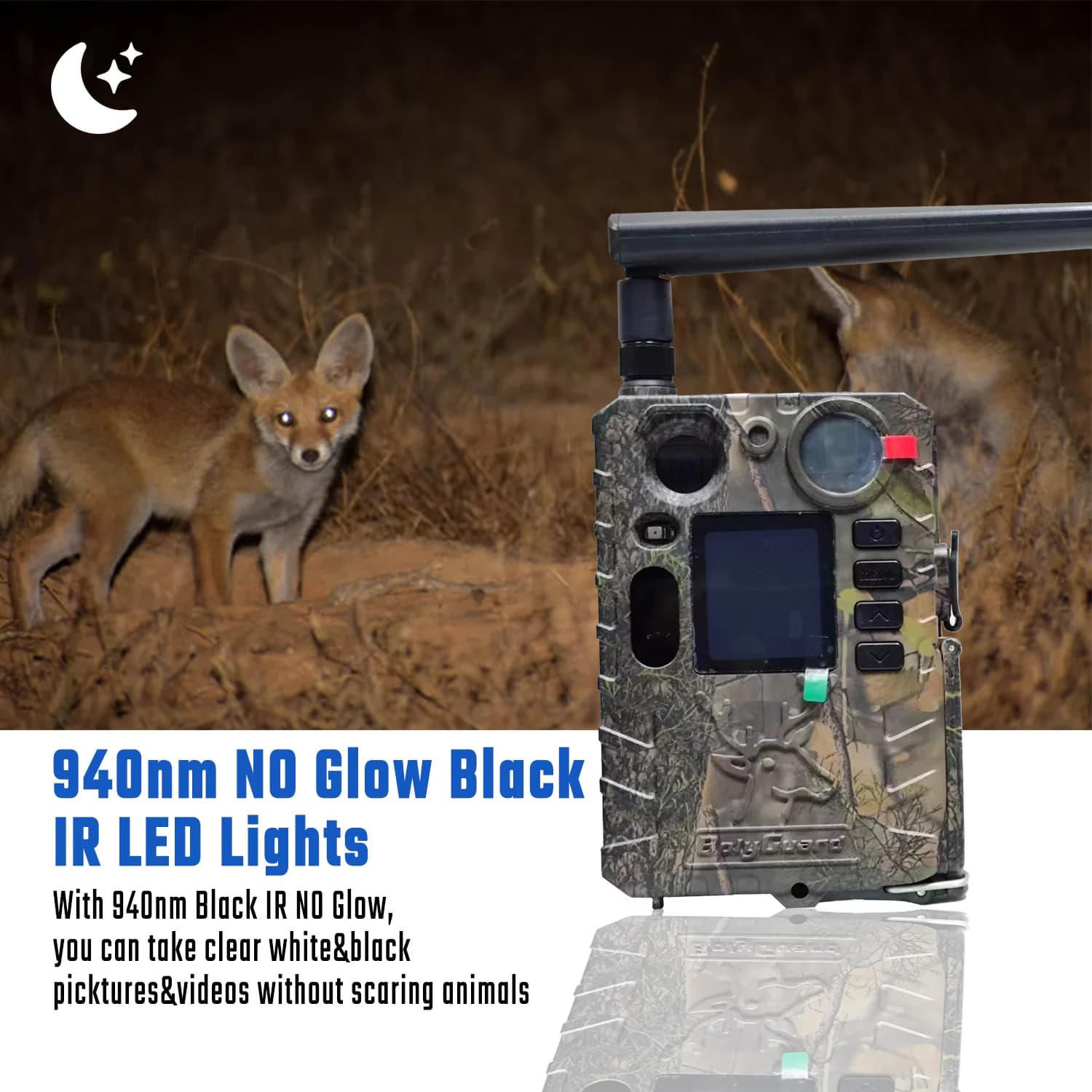 Caméra de chasse BolyGuard BG410-MS 4G LTE 4K 37MP vision nocturne 940nm étanche IP66 prête solaire