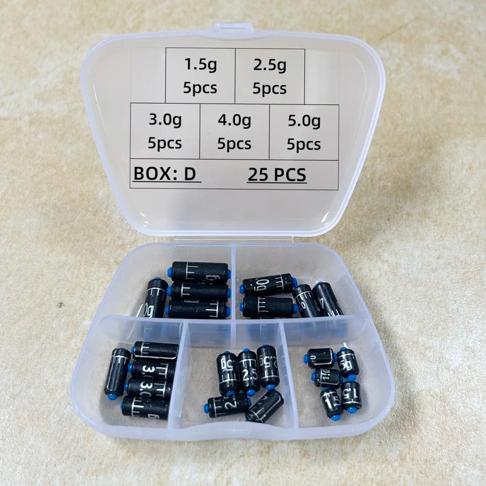 Kit plombs pêche 25 pièces 1.5g-5.0g plombs rapides règle accessoires leurres