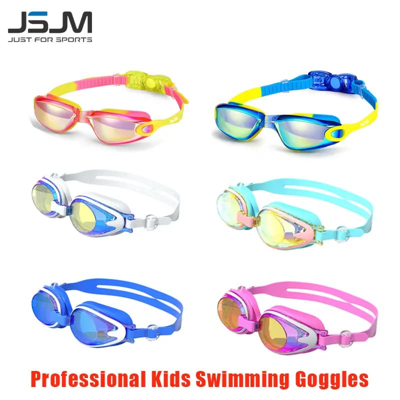 Lunettes de natation enfants JSJM anti-buée UV étanches silicone cadeau garçons filles