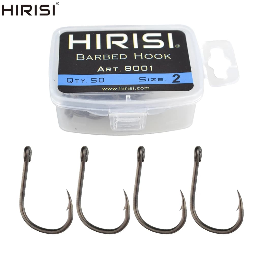 50 hameçons carp fishing Hirisi barbelés japonais acier carbone pour pêche carpe avec œil