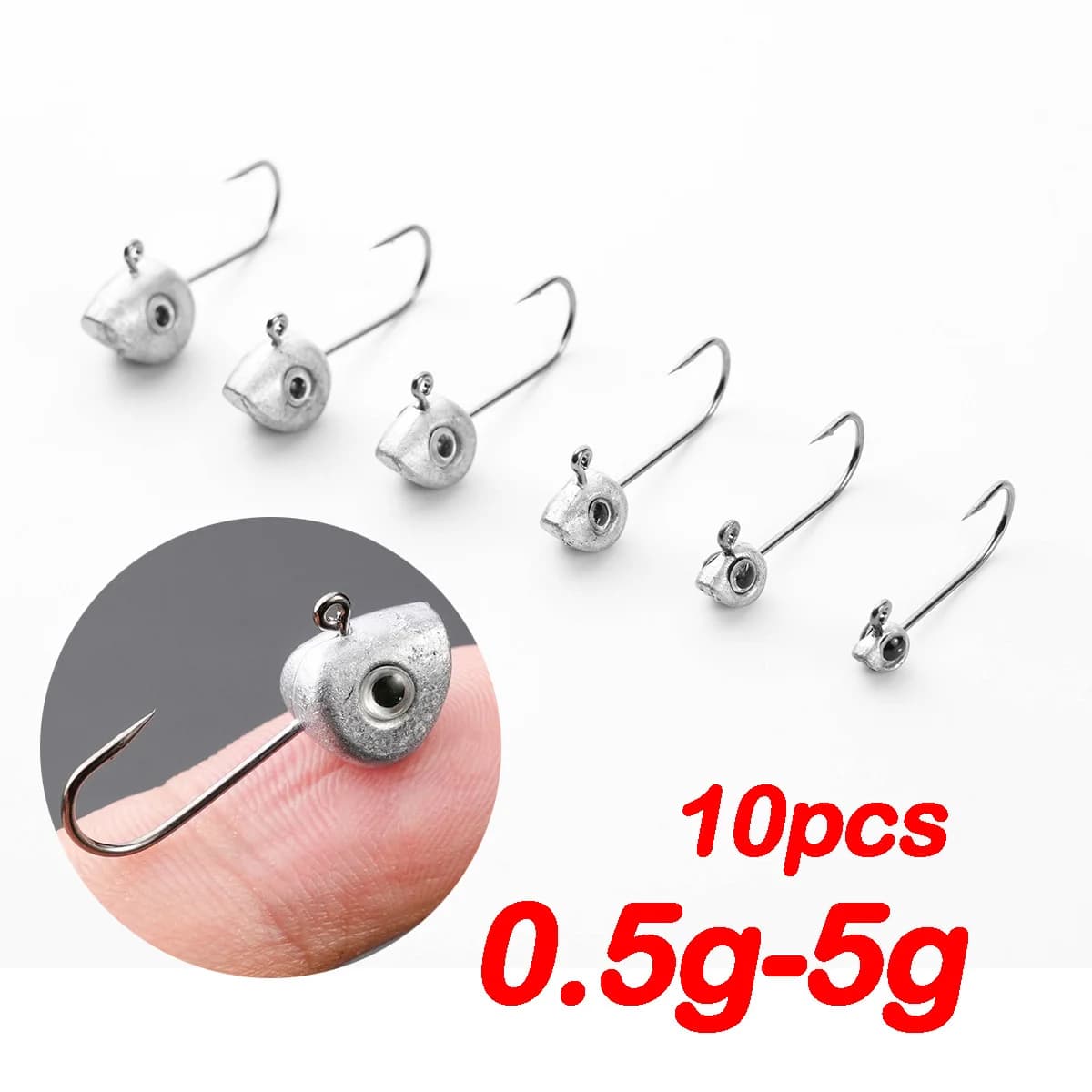 Têtes plombées miniatures 3D yeux - 0.5g à 5g pour perche et crapet - Hameçons pêche leurres souples