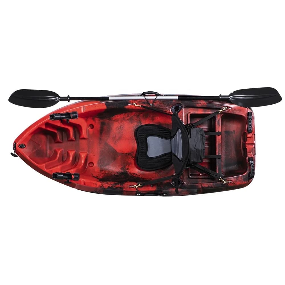 Kayak pêche individuel 2m en plastique rotomoulé - Bateau à rames stable pour jeux aquatiques