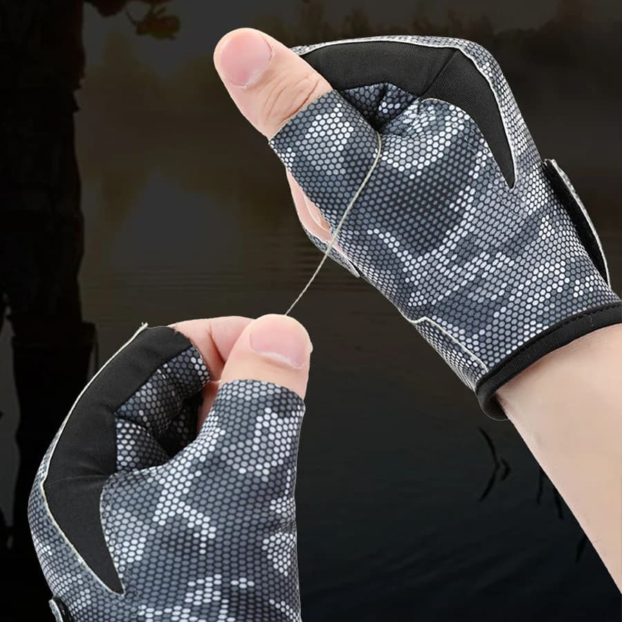Gants pêche été homme anti-dérapants - Protection solaire 3 doigts respirants pour pêche à la mouche