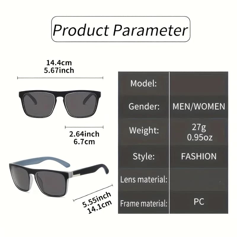 Lot 3 paires de lunettes de soleil polarisées carrées dégradé multicolore - Anti-éblouissement UV400 pour pêche et conduite