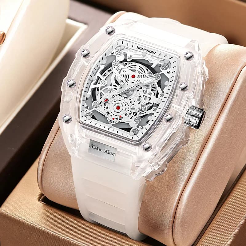 Montre homme fashion barillet transparent étanche quartz - Cadeau sport élégant pour homme