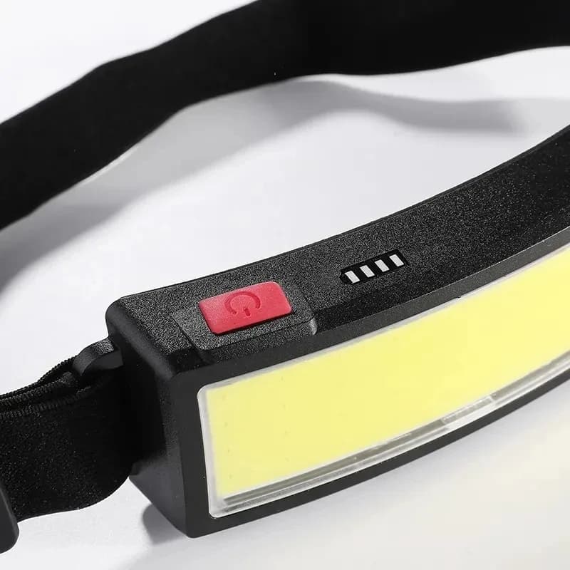 Lampe frontale COB LED rechargeable USB-C pour pêche nocturne et camping étanche puissante