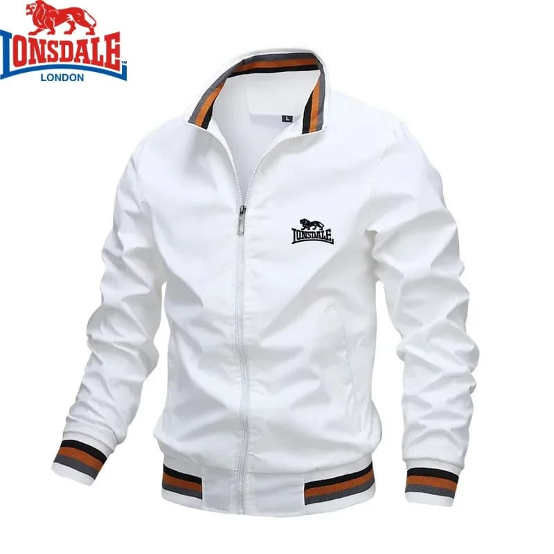 Veste homme à col montant avec broderie et fermeture éclair - Veste imperméable pour pêche et sports extérieurs