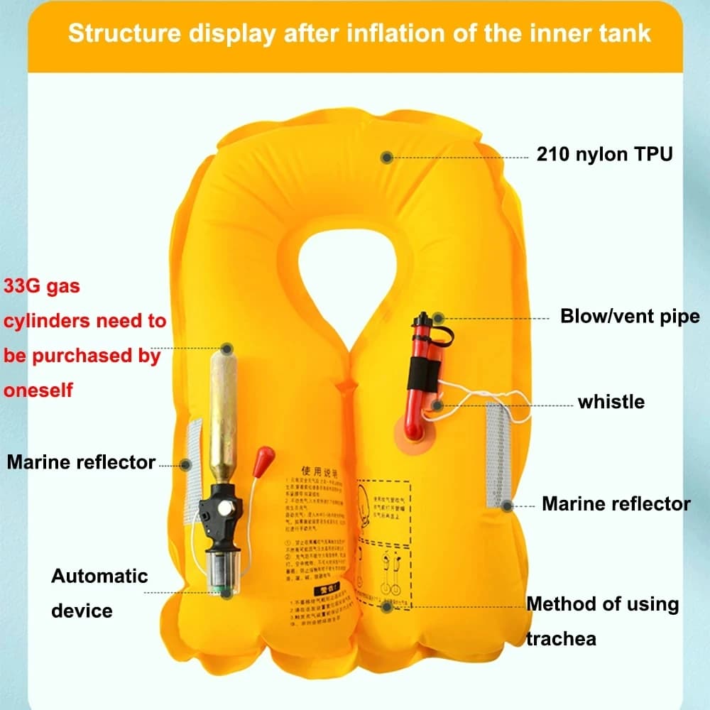 Gilet de pêche gonflable automatique sécurité adulte léger marine raft kayak natation multifonction