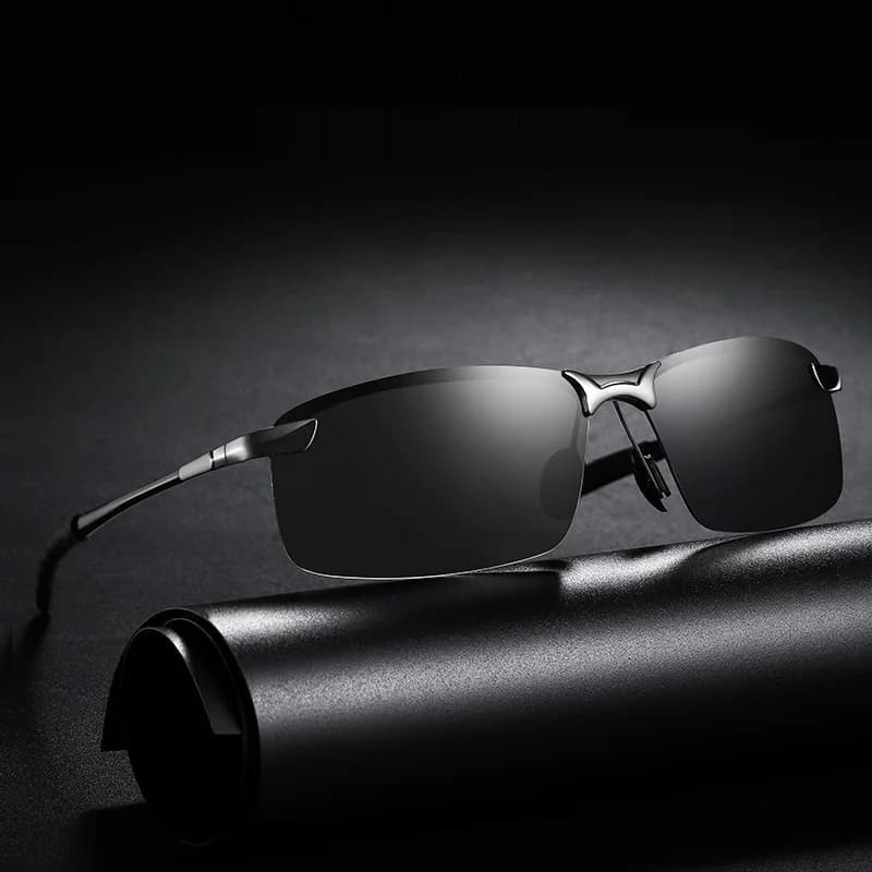 Lunettes de soleil métal polarisées demi-monture pêche rétro - Design luxe UV400 homme
